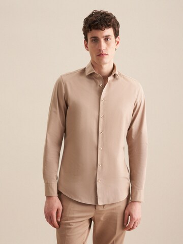 Coupe slim Chemise SEIDENSTICKER en beige : devant