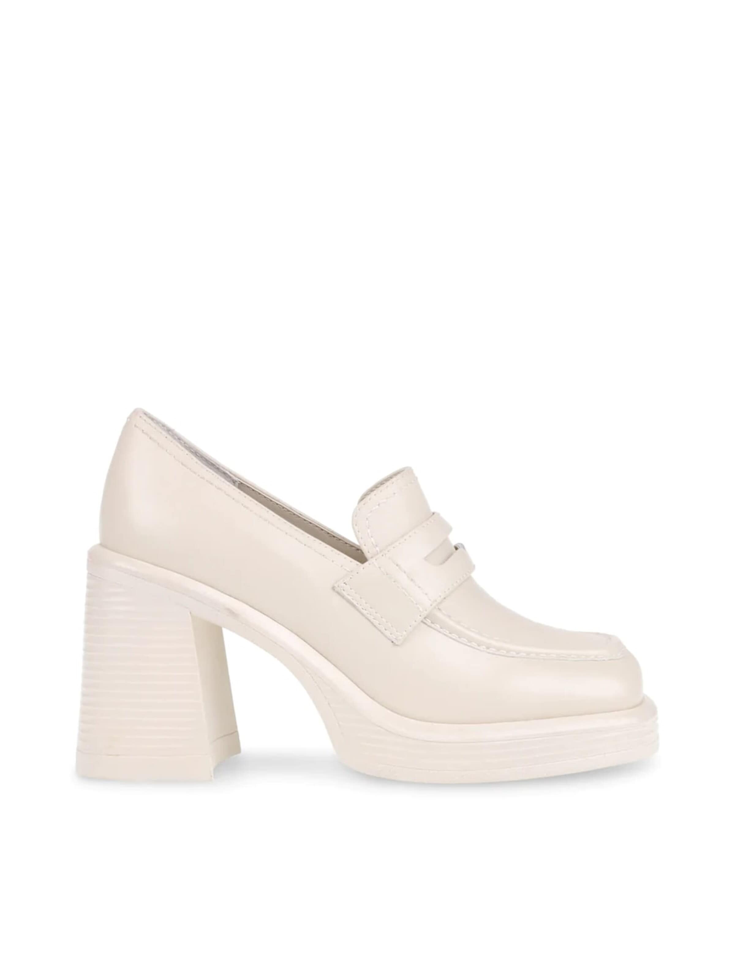STEVE MADDEN Pumps met hoge voorkant 'Womens Far-Out Nantural Le Loafer Shoes' in Wit: voorkant