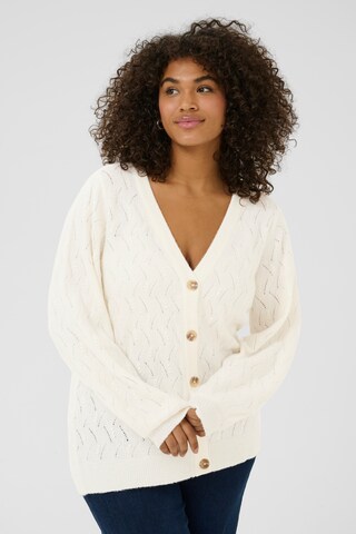 Cardigan 'Anita' KAFFE CURVE en beige : devant