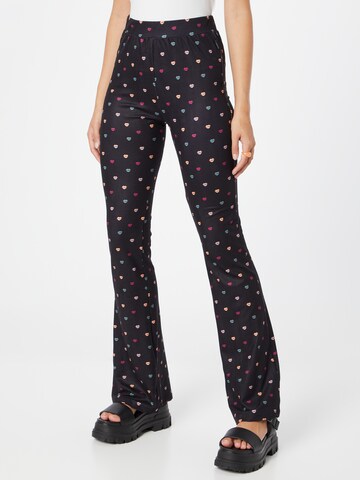 Colourful Rebel Flared Pants in Black: front