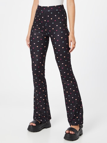 Colourful Rebel Flared Trousers in Black: front