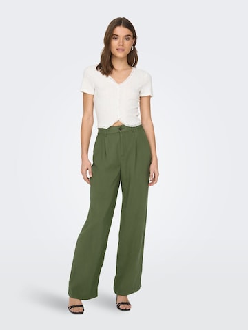 ONLY Wide leg Pleat-Front Pants 'ARIS' in Green