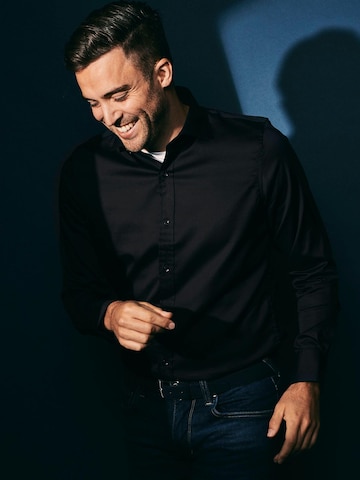 Suitable Slim fit Overhemd in Zwart