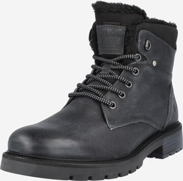 BULLBOXER Lace-Up Boots in Black: front