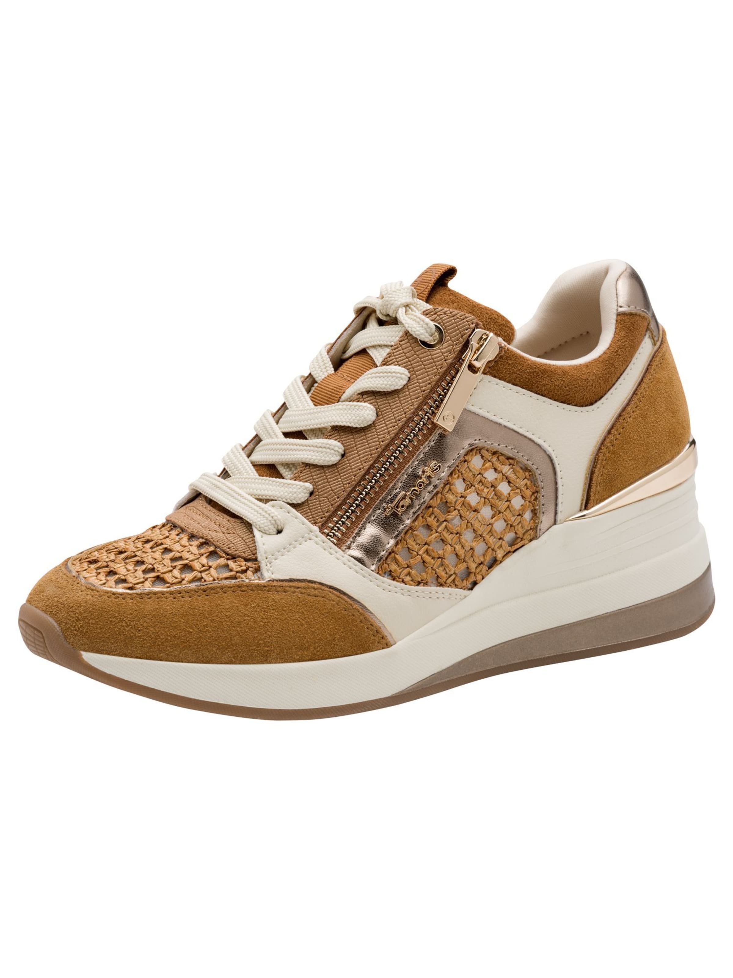 Baskets basses Tamaris en beige : devant