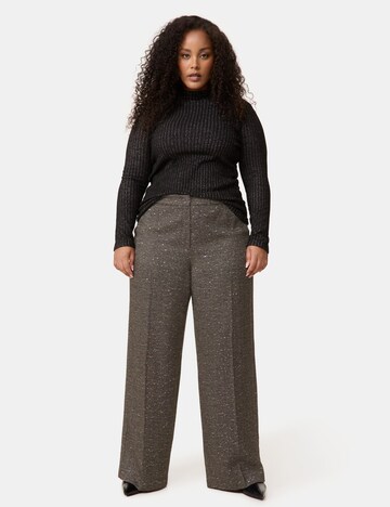 SAMOON Wide Leg Bügelfaltenhose in Braun