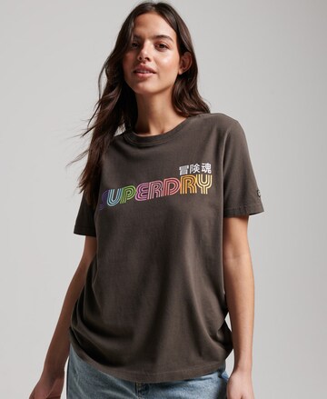 Superdry Majica 'Vintage Retro Rainbow' | rjava barva: sprednja stran