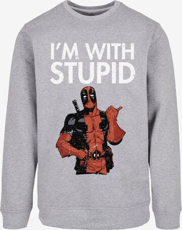 ABSOLUTE CULT Sweatshirt 'Deadpool - I Am With Stupid' in Grau: predná strana