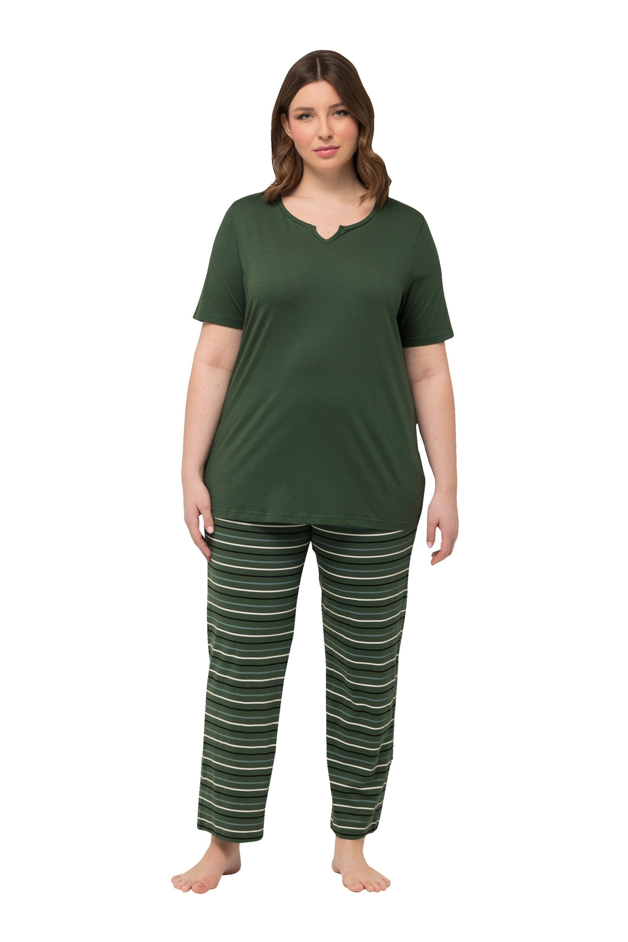 Ulla Popken Pyjama in Groen: voorkant