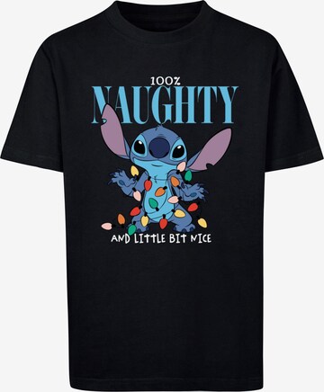 ABSOLUTE CULT Shirt 'Lilo And Stitch - Naughty And Nice' in Zwart: voorkant