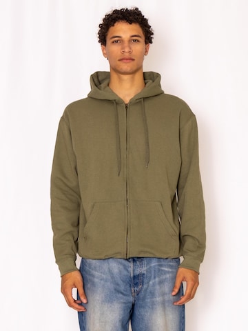 FRUIT OF THE LOOM - Sudadera con cremallera 'Zip Hoodie' en verde: frente