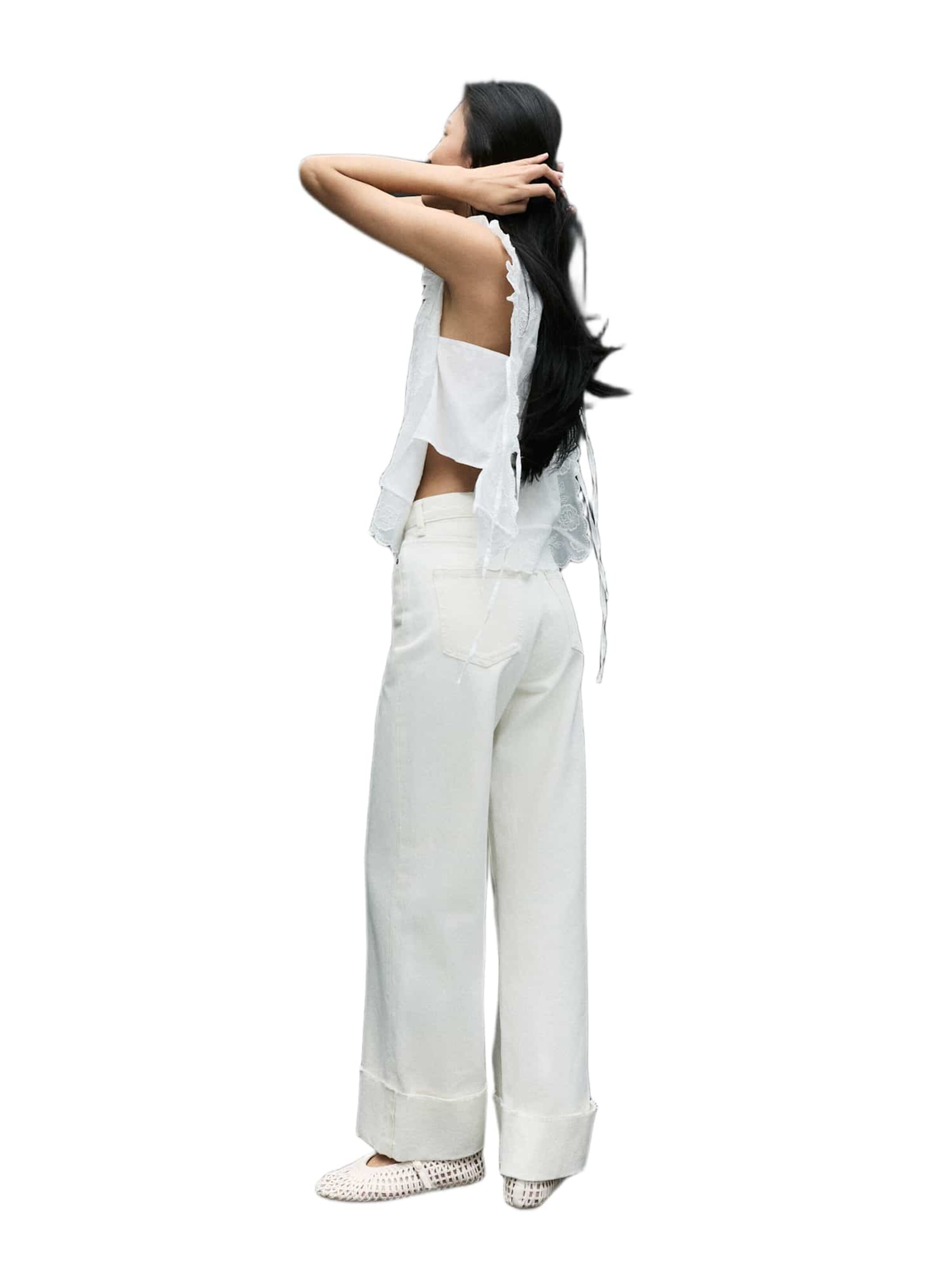 Marks & Spencer Loosefit Jeans in Beige: voorkant