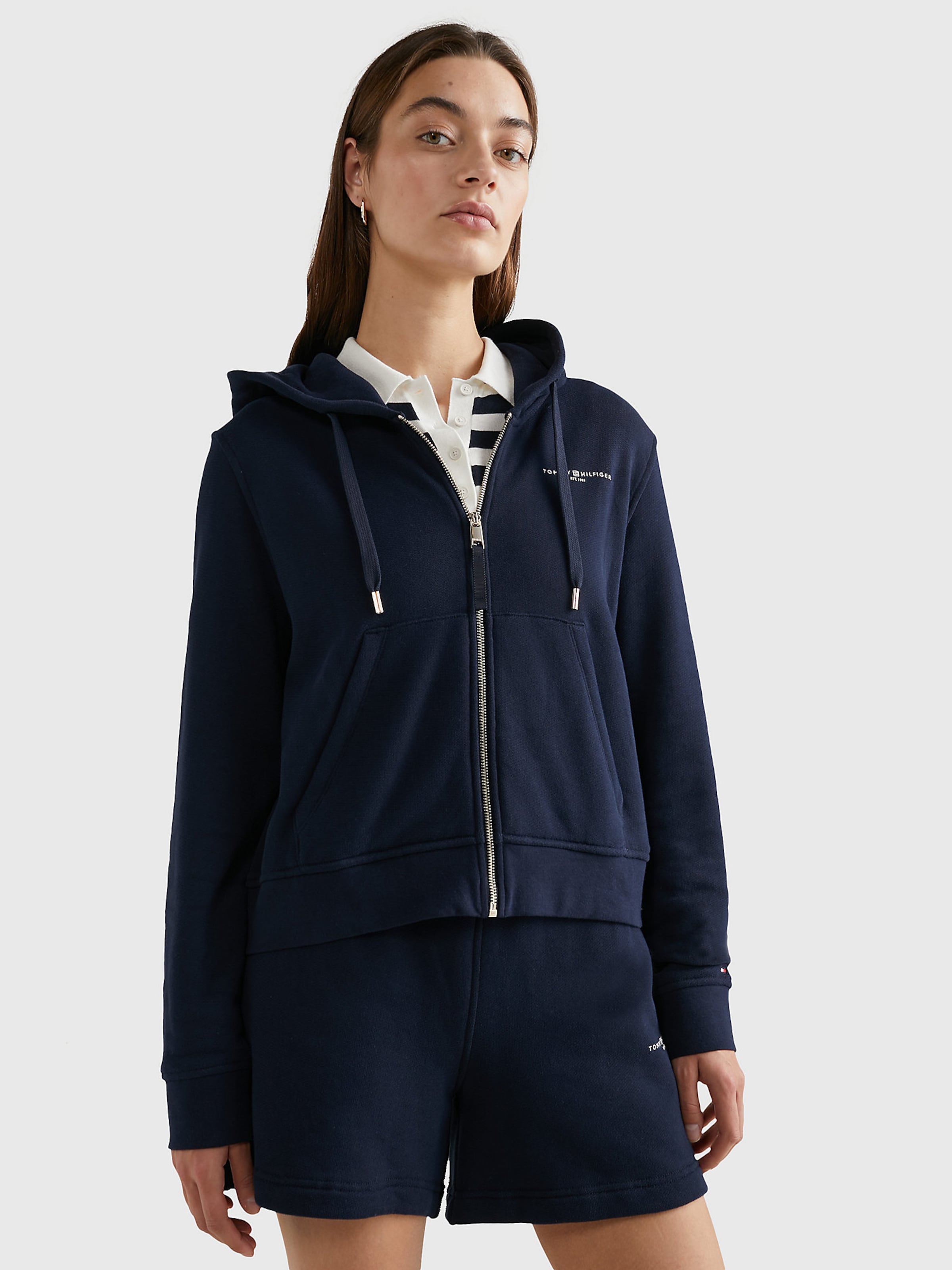 TOMMY HILFIGER Zip Up Hoodie in Navy ABOUT YOU