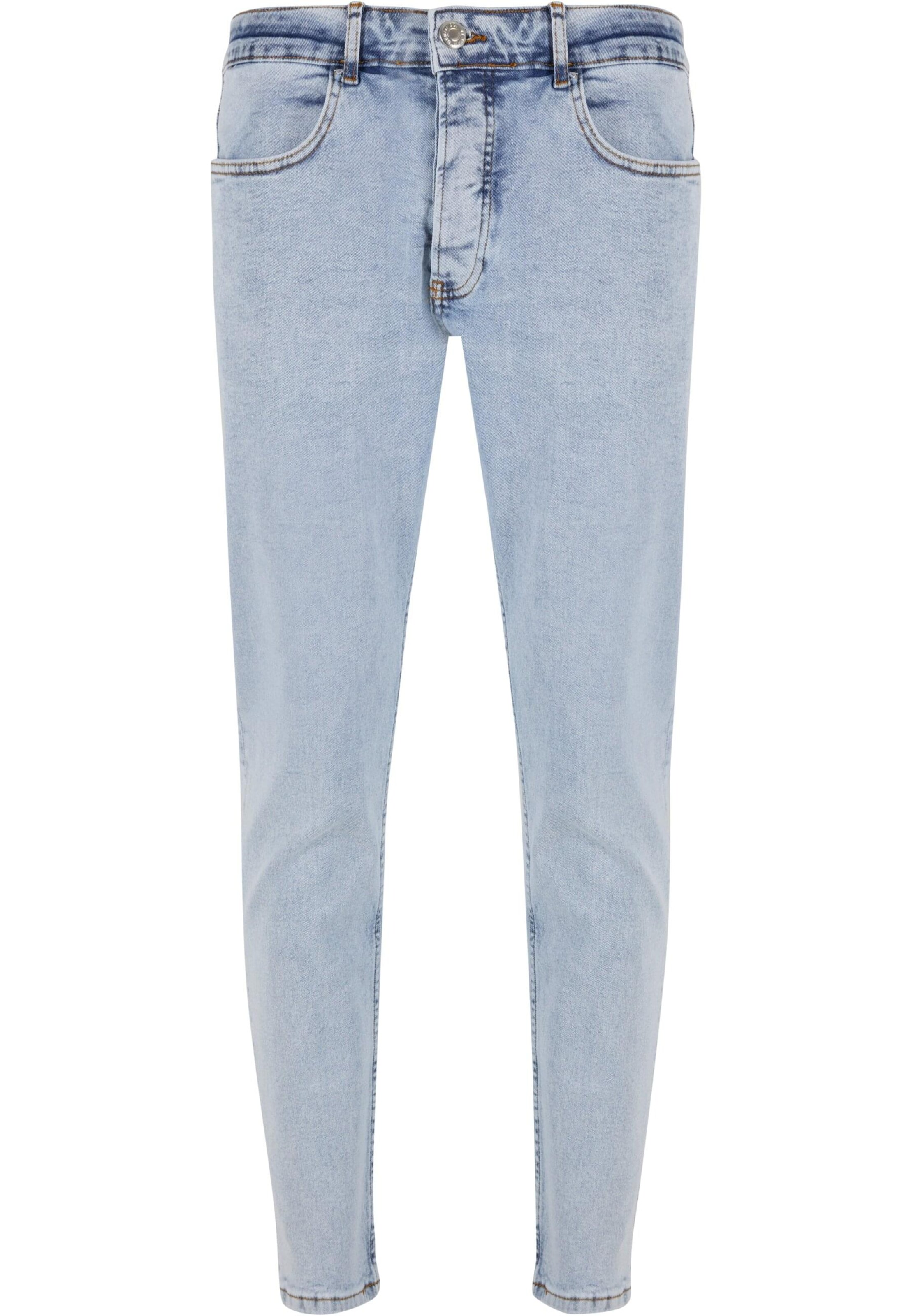 2Y Premium Tapered Jeans in Blauw: voorkant
