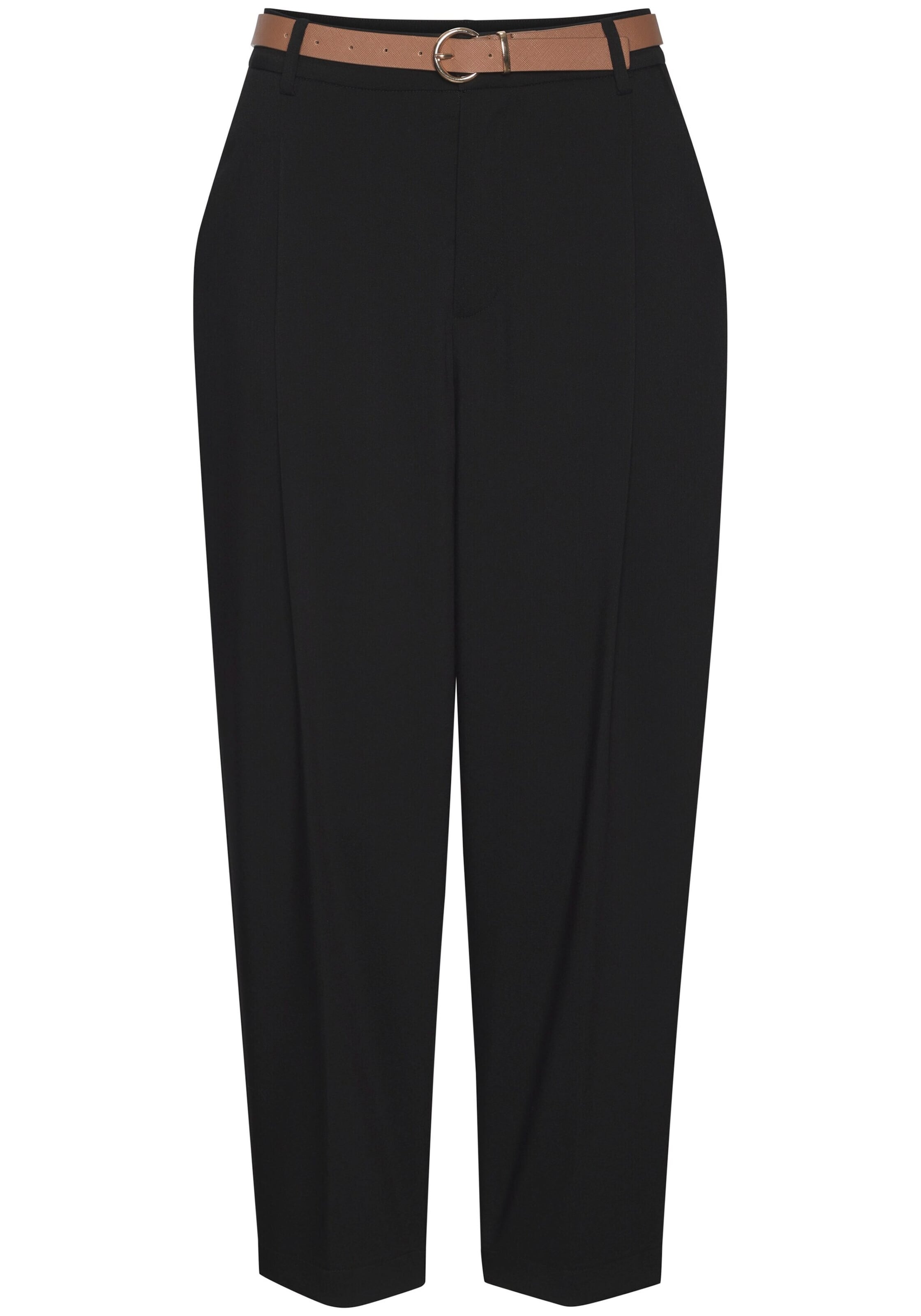 LASCANA - Slimfit Pantalón plisado en negro: frente