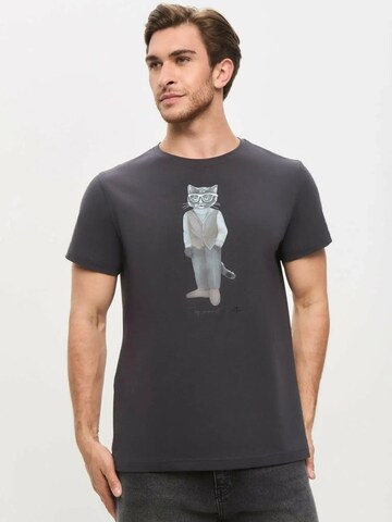 Cat e Lolette Majica 'Minimalist Cat' | siva barva: sprednja stran