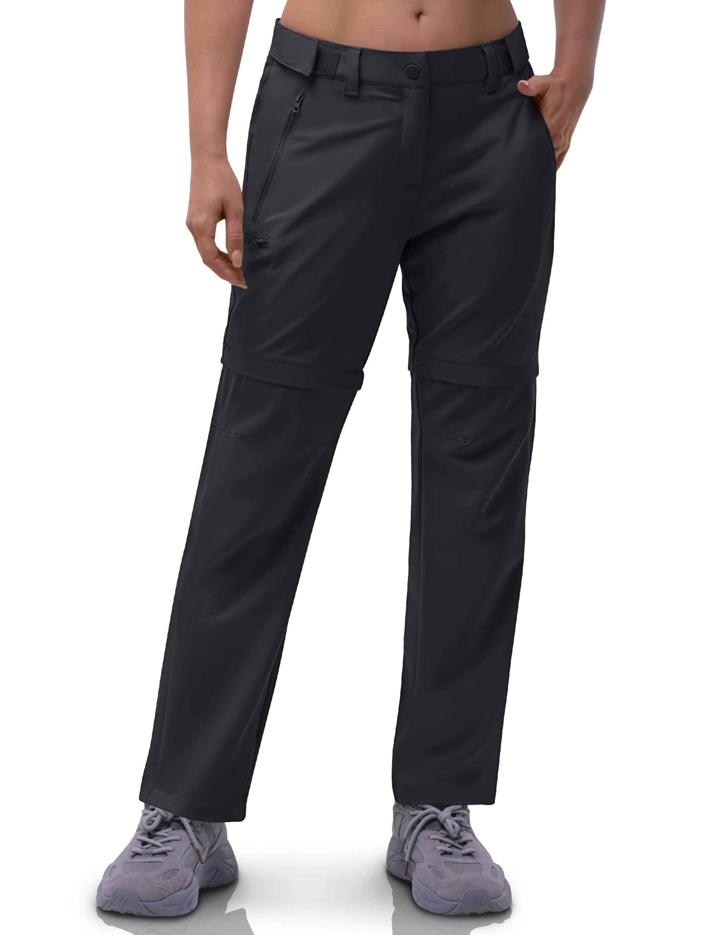 33,000ft Regular Outdoor Pants '33,000ft Women's Convertible Hiking Trousers' in Black: front