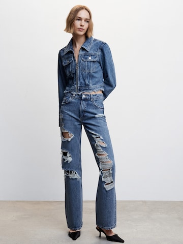 MANGO Wide Leg Jeans 'Brokens' in Blau