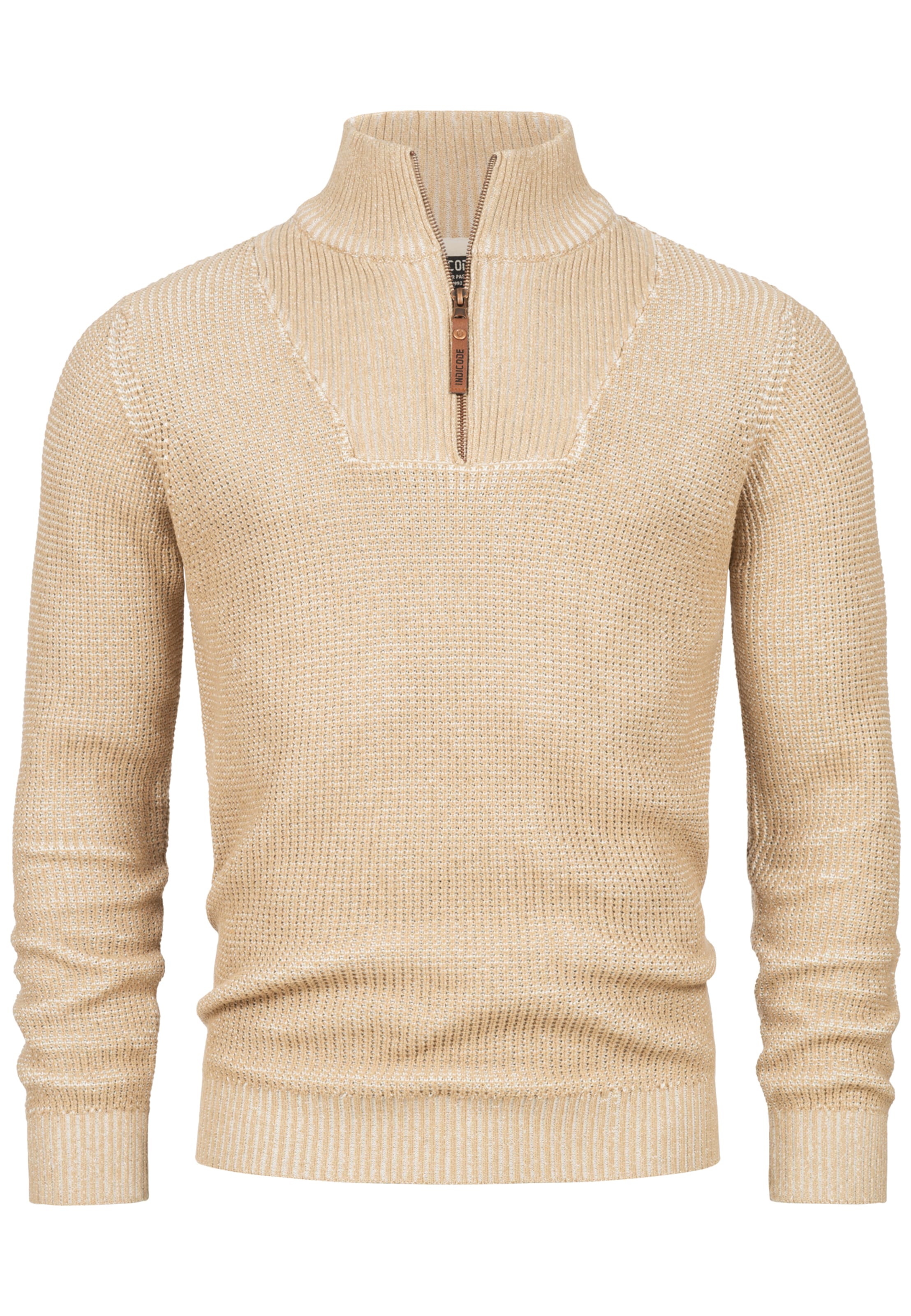 INDICODE JEANS Sweater 'Yassip' in Beige: front