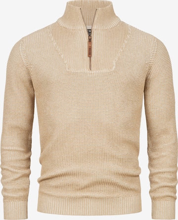 INDICODE JEANS Sweater 'Yassip' in Beige: front