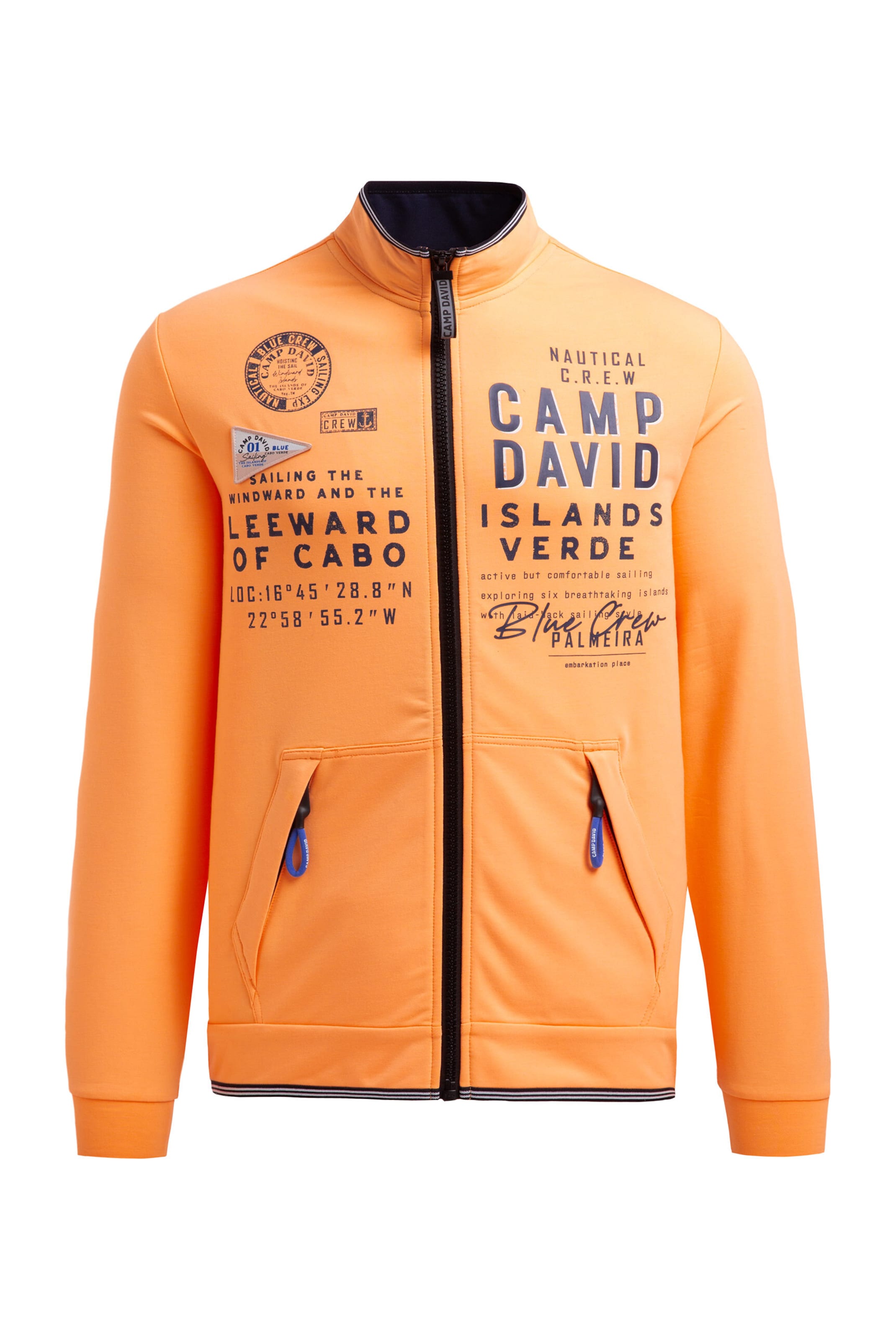 CAMP DAVID Sweatjacke in Orange: Vorderseite