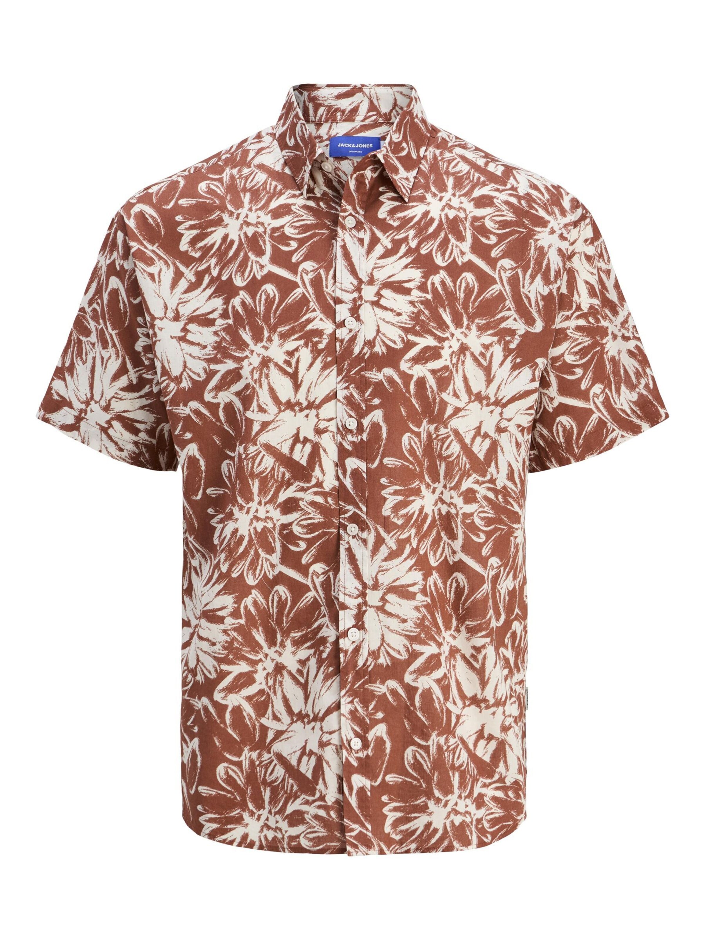 JACK & JONES Skjorte 'JORJOSHUA SPLIT' i brun: forside