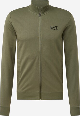 EA7 Emporio Armani Zip-Up Hoodie in Green: front