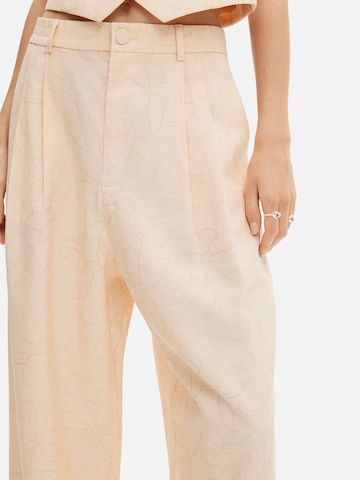 Desigual Wide leg Veckad byxa i beige