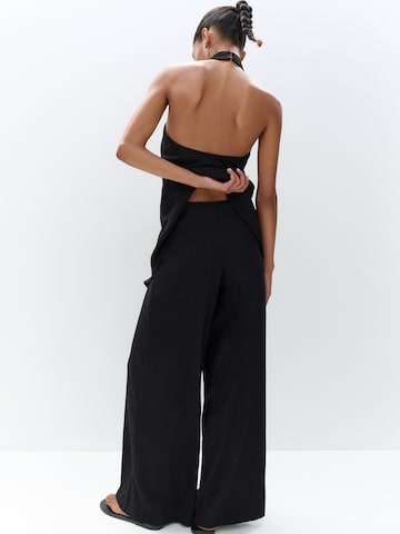 Pull&BearWide Leg/ Široke nogavice Hlače - crna boja