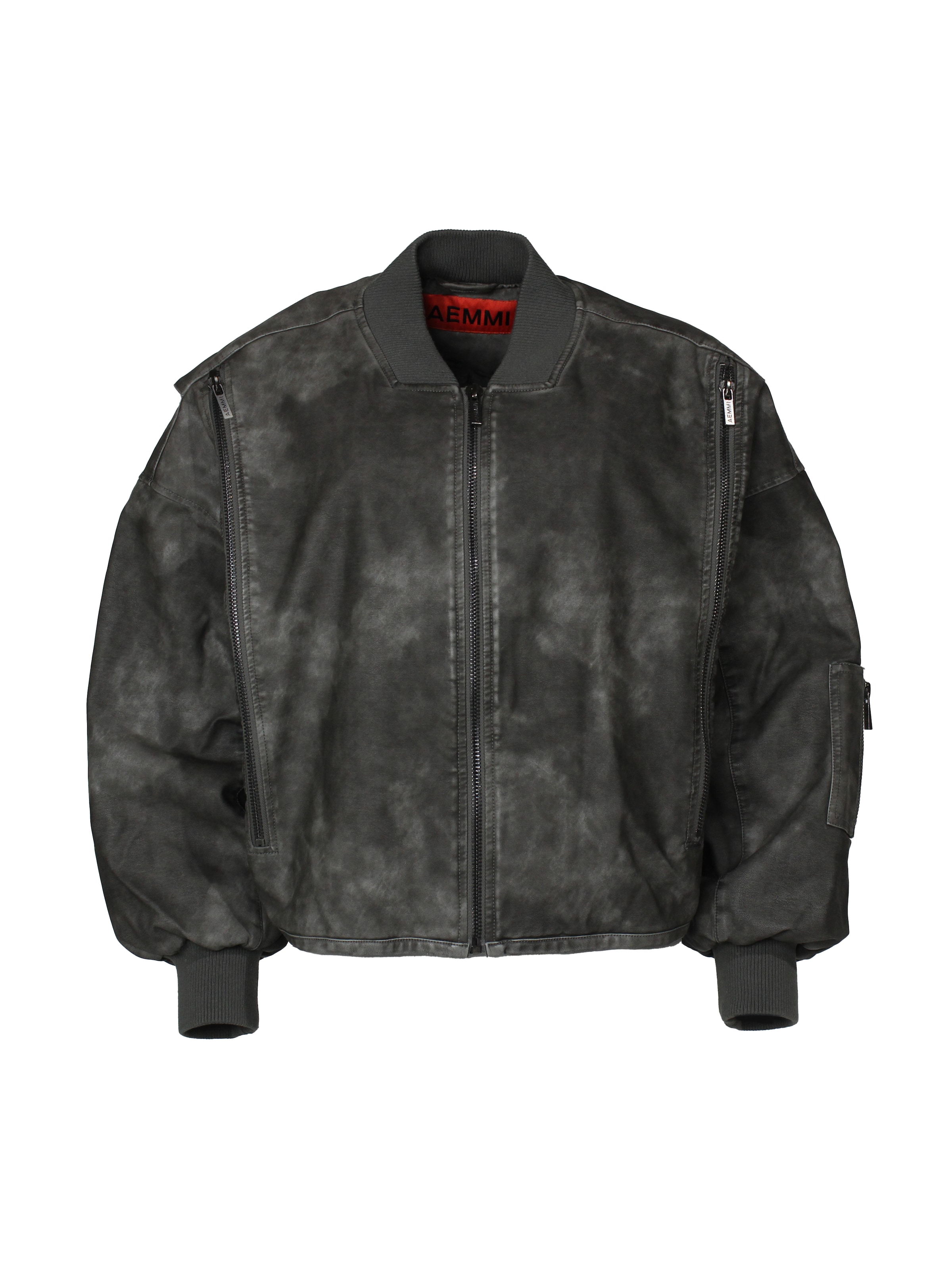 AEMMI Between-Season Jacket 'Leather Bomber' in Grey: front