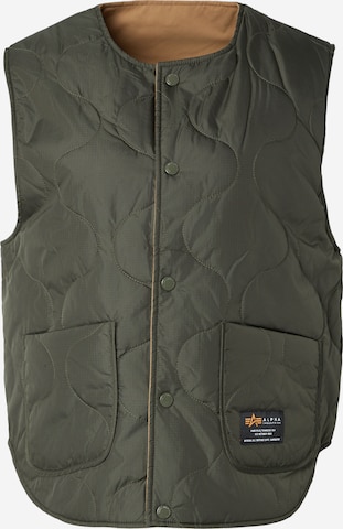 ALPHA INDUSTRIES Brezrokavnik | zelena barva: sprednja stran