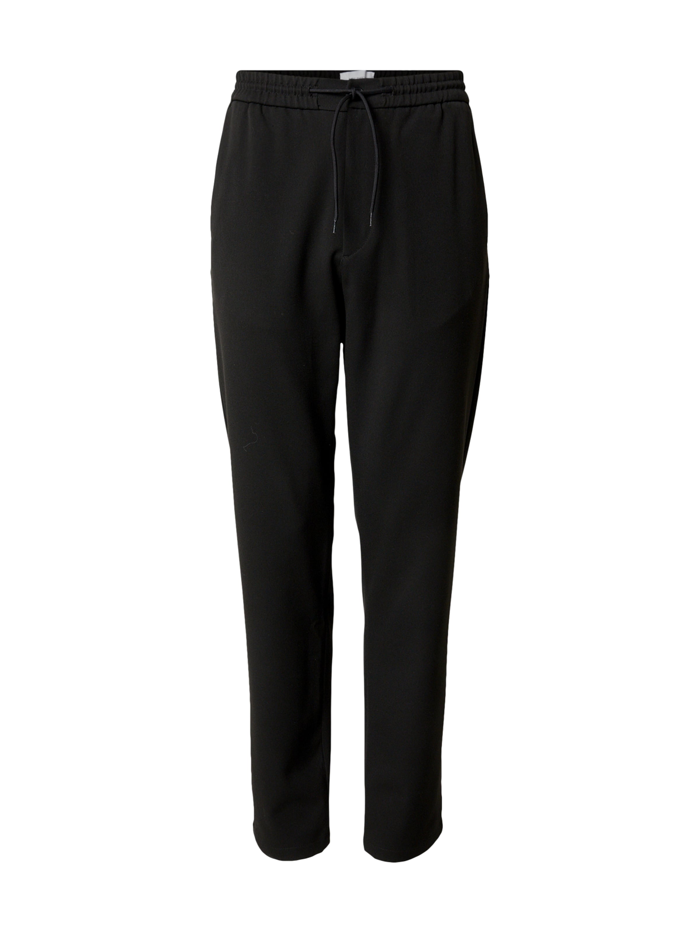 Les Deux Regular Trousers with creases 'Como' in Black: front