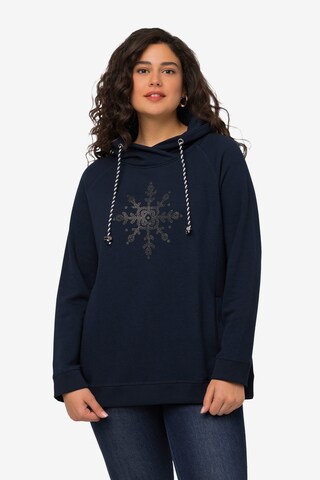 Sweat-shirt Ulla Popken en bleu : devant