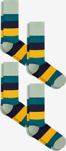 Albero Natur Socks 'Bio-Baumwoll-Socken mit längerem Bündchen - 4er Pack' in Green: front