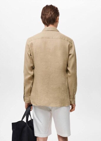 MANGO MAN Regular fit Button Up Shirt 'Tucan' in Beige