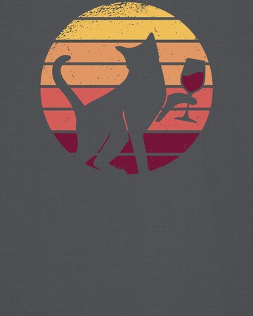 Watapparel Shirt ' Sunset Katze & Rotwein ' in Grau