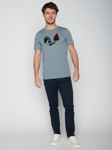 GREENBOMB Shirt 'Nature Canoe Tent' in Blauw