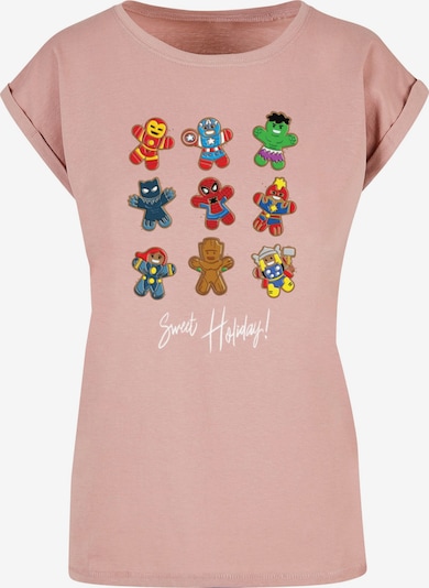 ABSOLUTE CULT T-Shirt 'Marvel - Gingerbread Avengers' in marine / gelb / rosa / rot, Produktansicht
