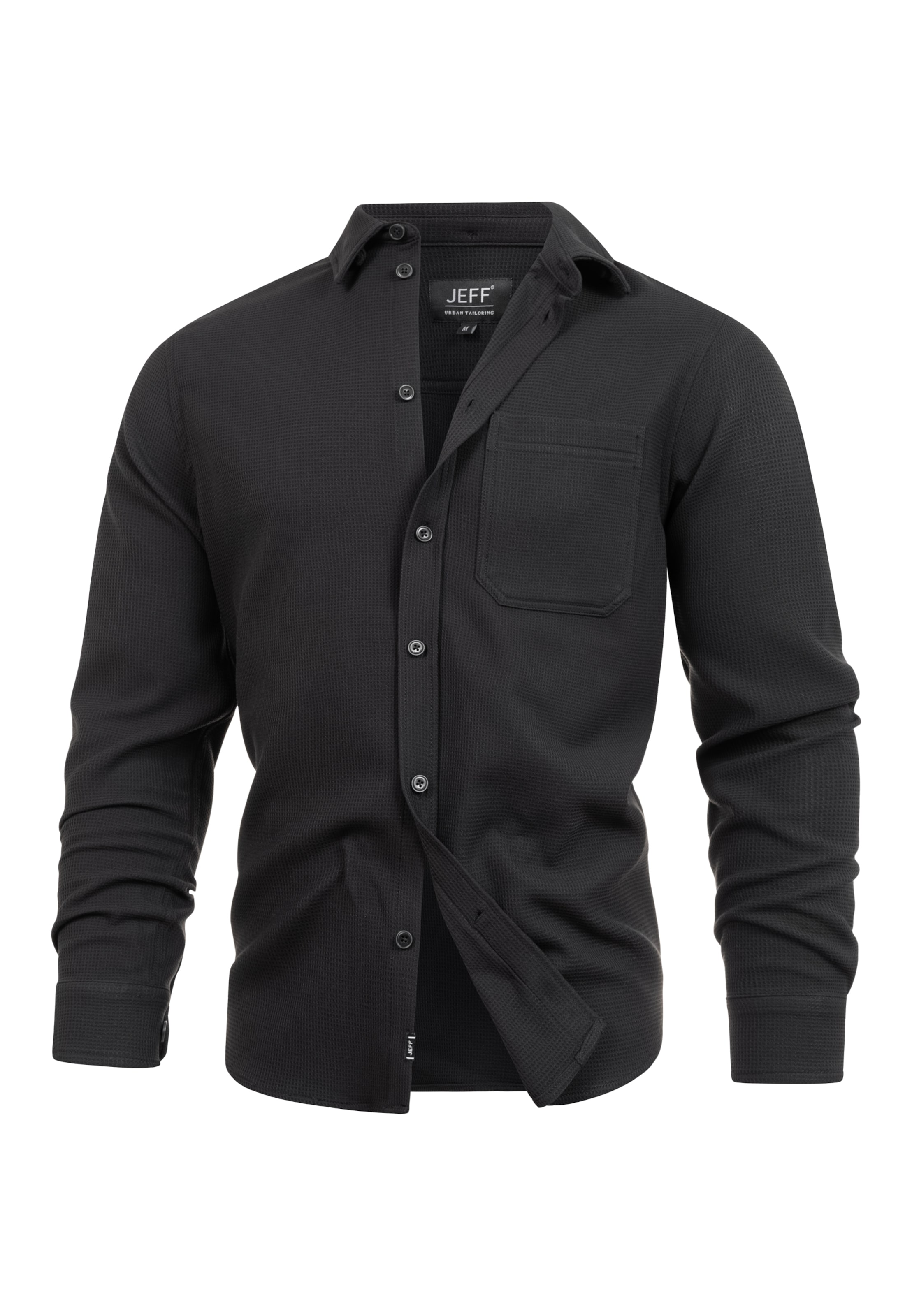 JEFF Regular fit Overhemd 'Landon' in Zwart: voorkant
