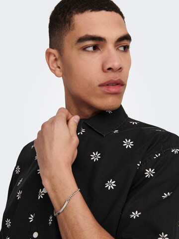 Only & Sons Comfort Fit Hemd 'Tie' in Schwarz