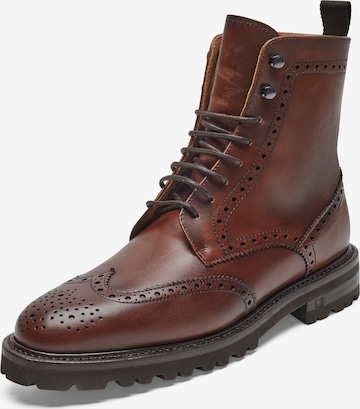 Henry Stevens Lace-Up Ankle Boots 'Bonnie' in Brown: front