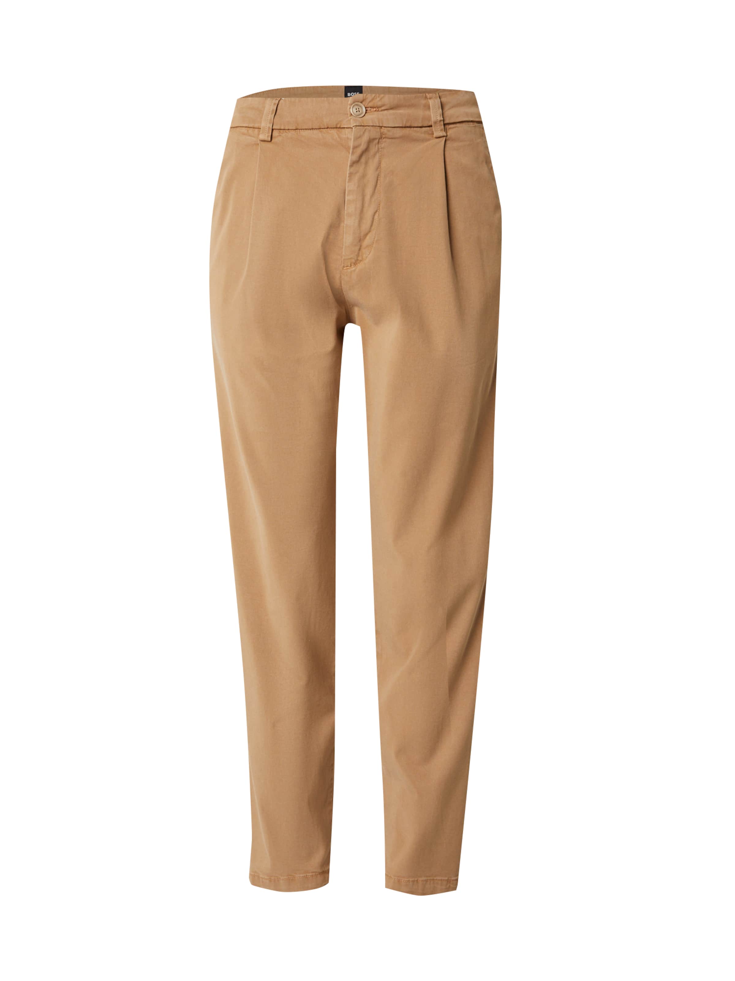 BOSS Tapered Pleat-Front Pants 'Kerin' in Beige: front