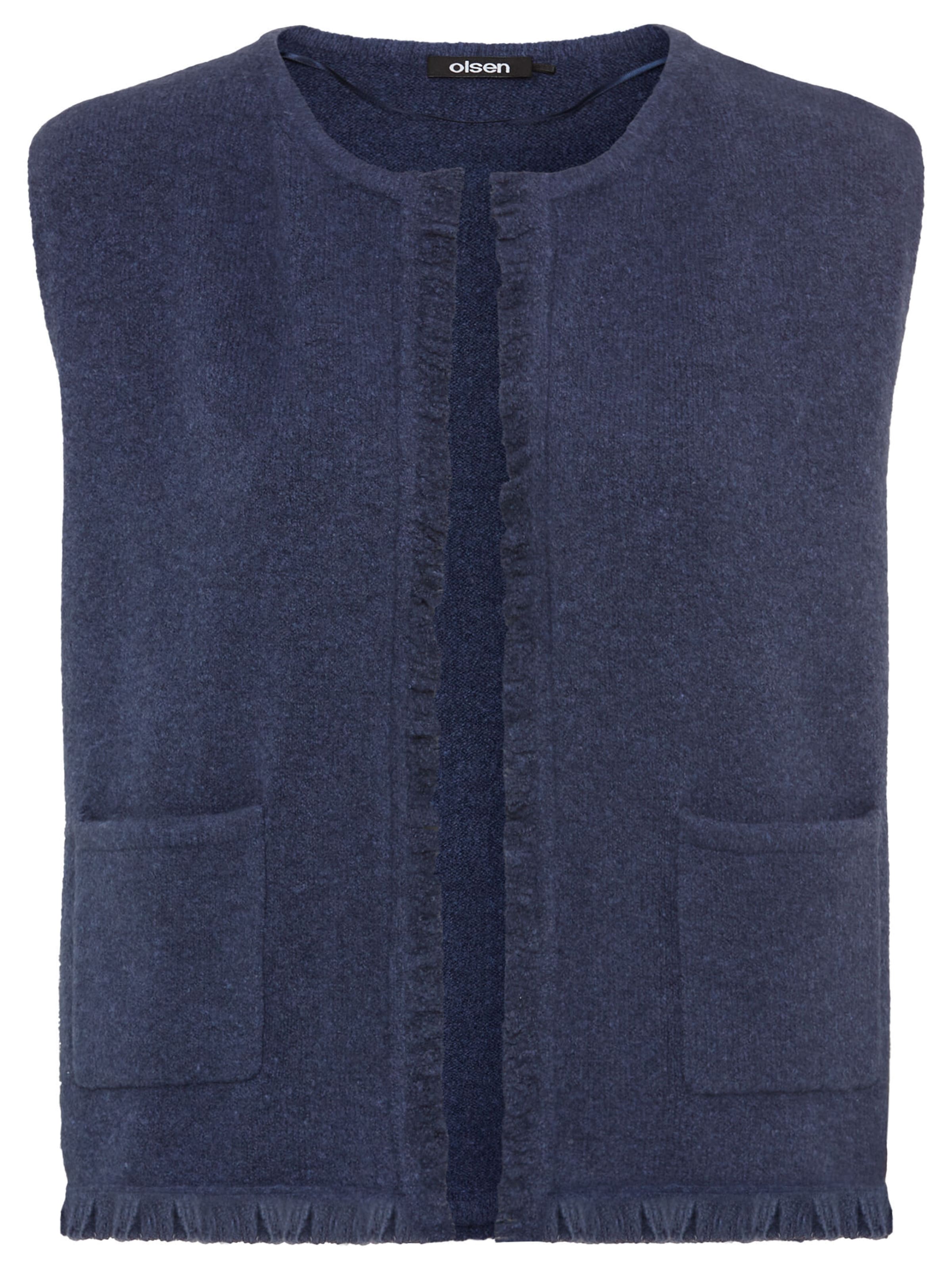 Olsen Gebreid vest in Blauw: voorkant