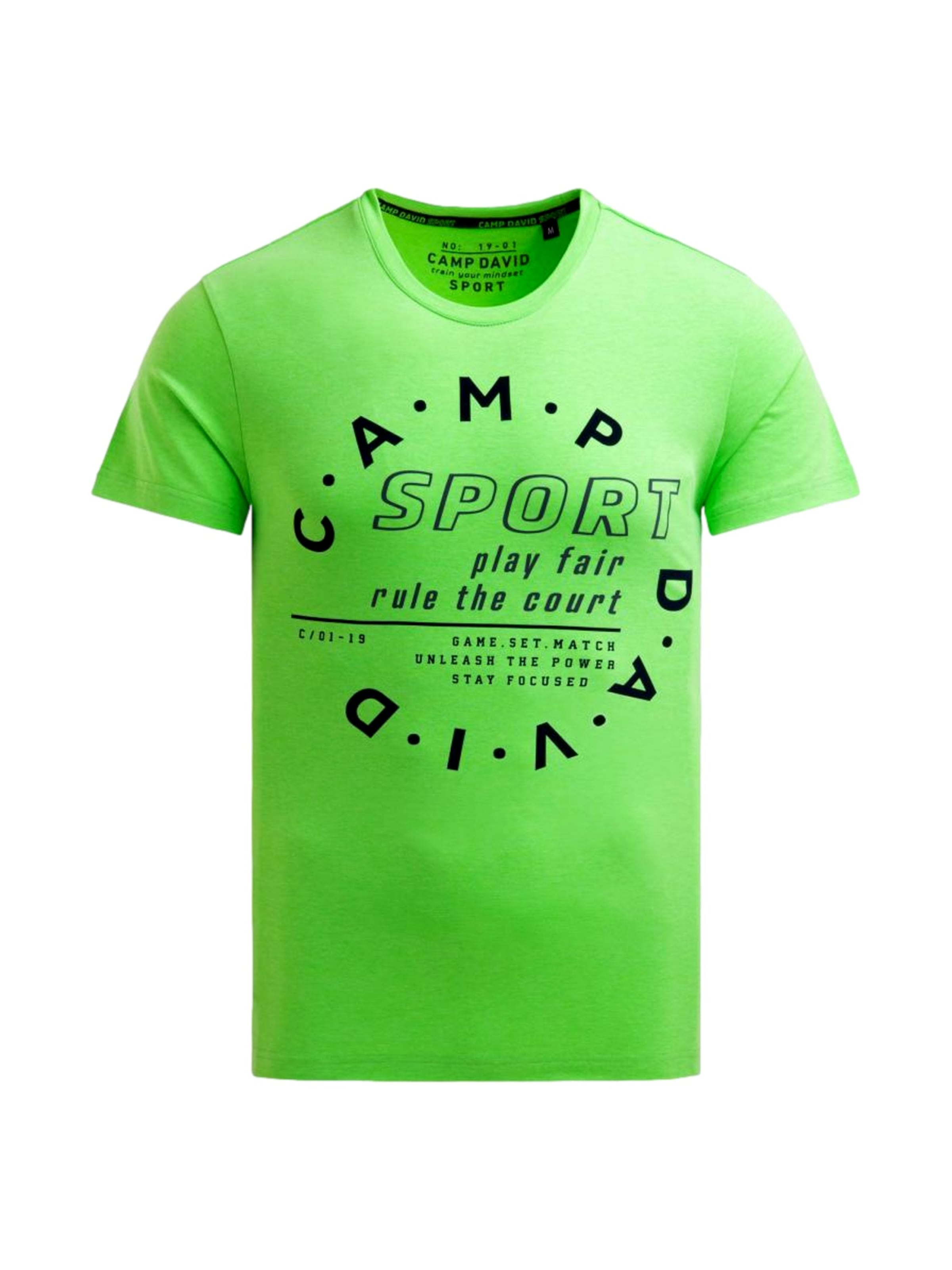 CAMP DAVID Shirt 'Game.Set.Match' in Green: front