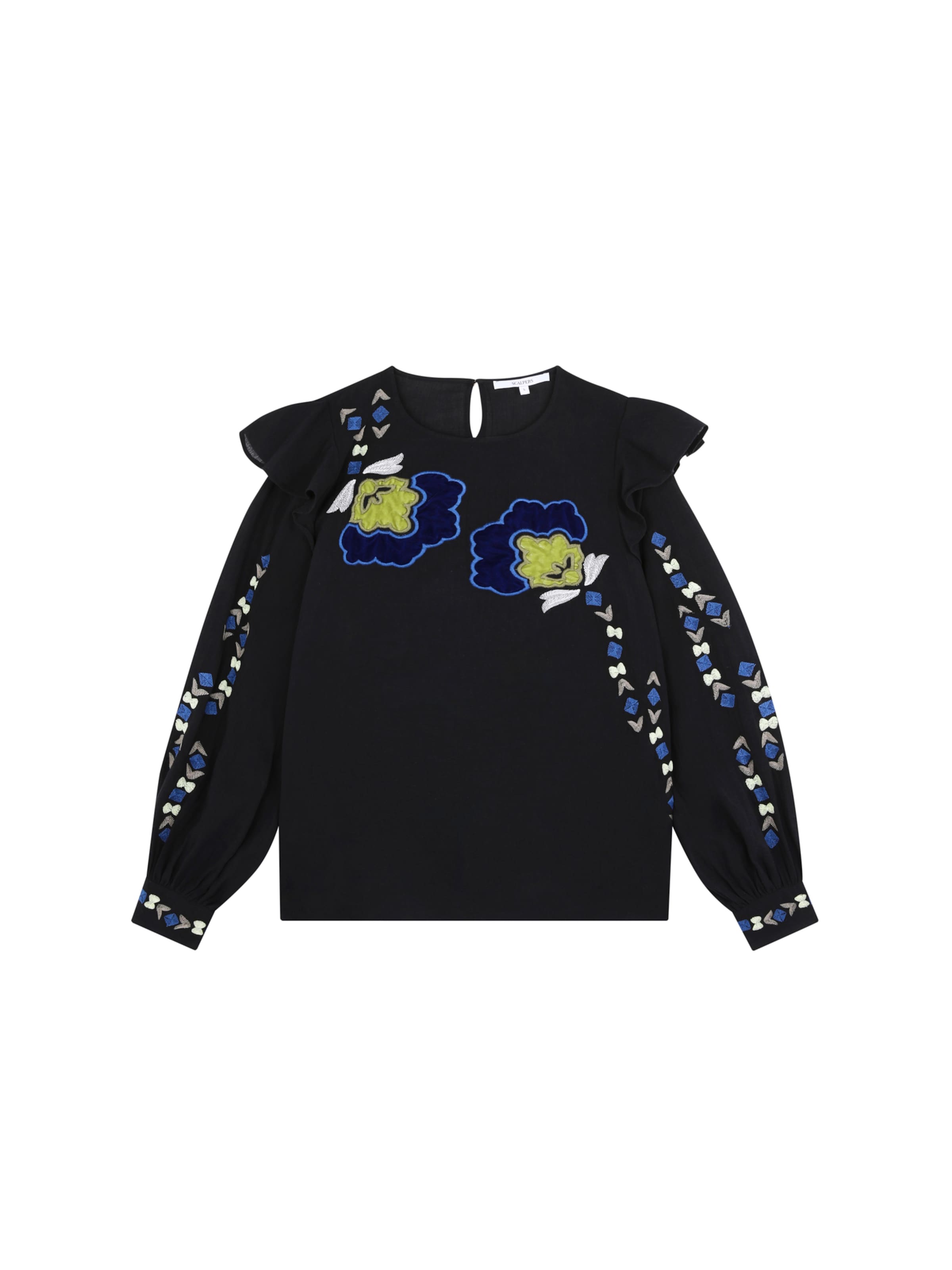 Scalpers Shirt &#x27; Flower &#x27; in Blauw: voorkant