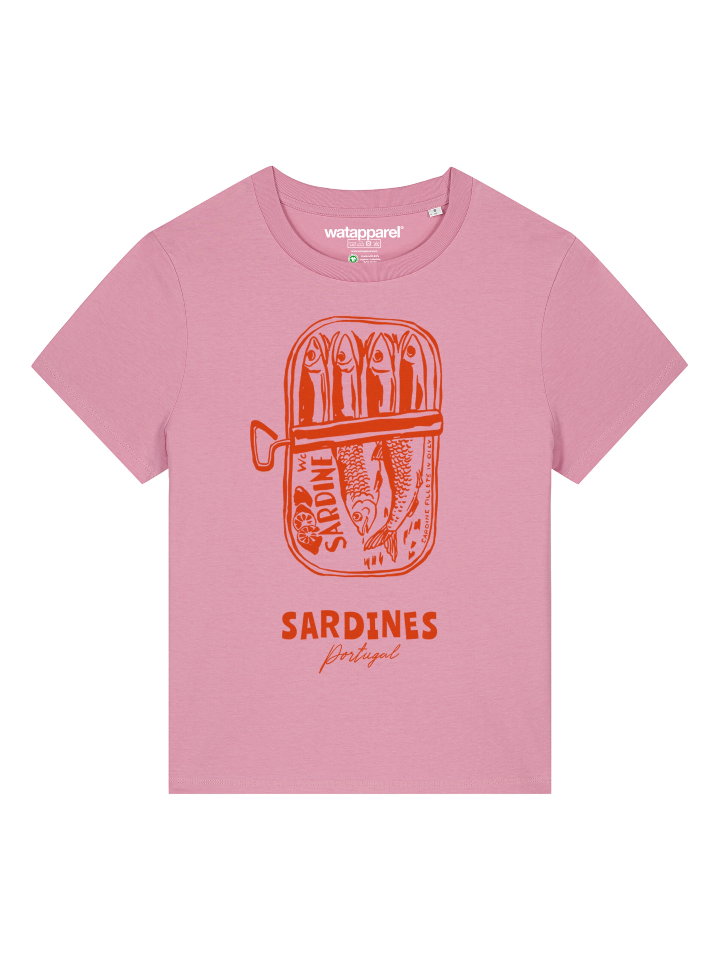 Watapparel Shirt 'Sardines Portugal' in Roze: voorkant