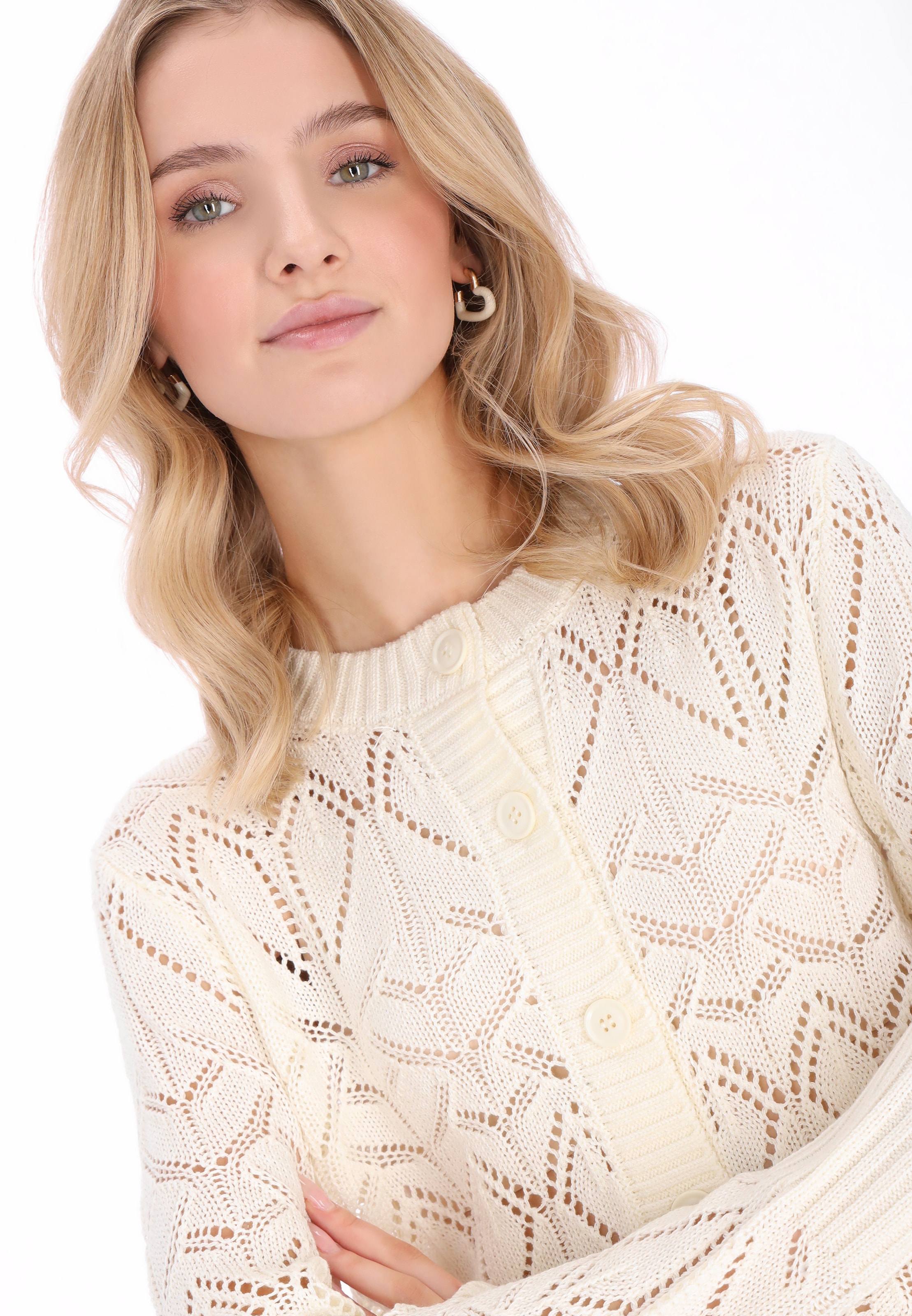 MYMO - Casaco de malha 'Young Fashion' em branco