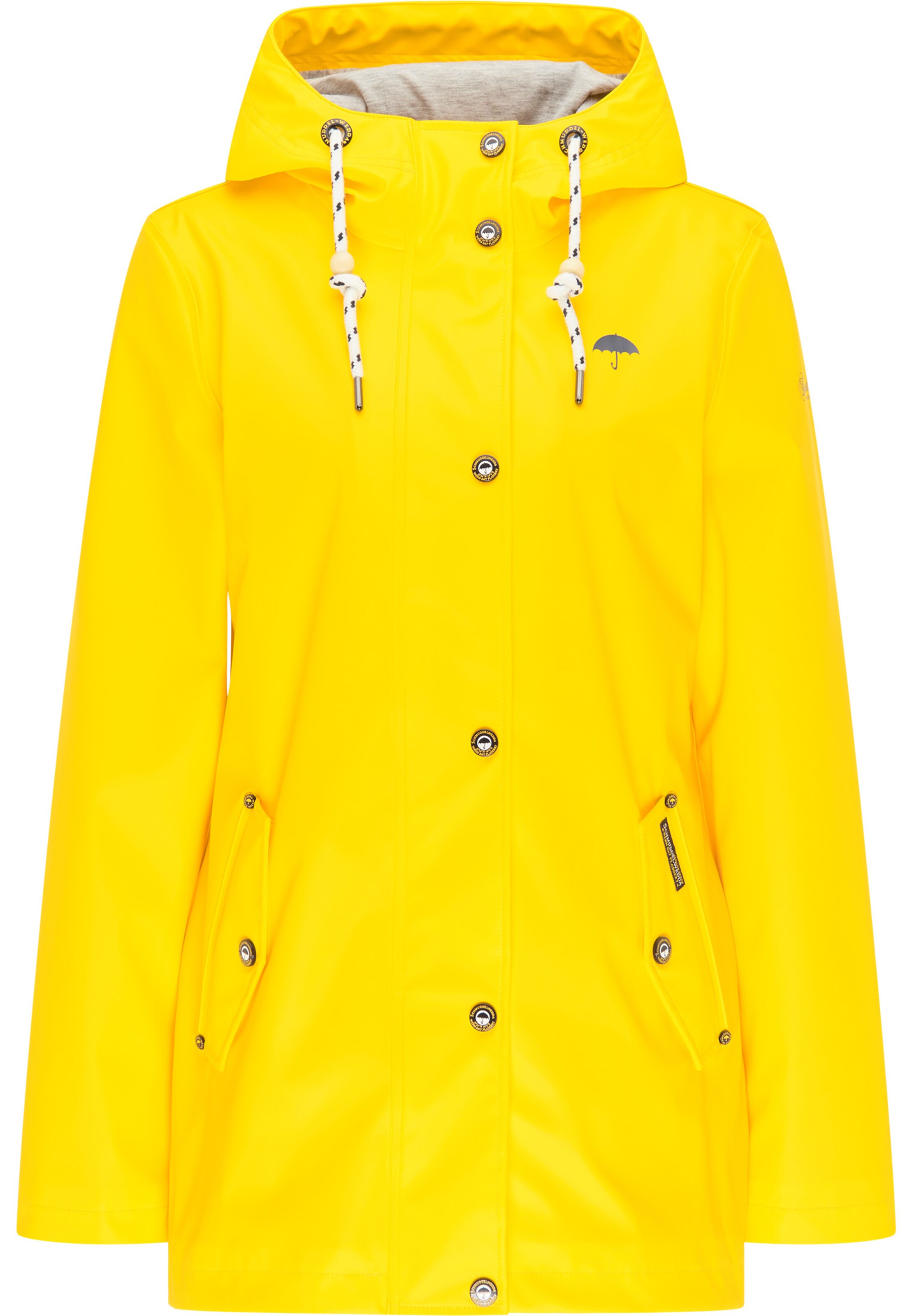 Schmuddelwedda Toiminnallinen takki värissä keltainen: etupuoli