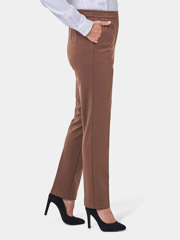 Goldner Regular Pleated Pants 'Martha' in Brown