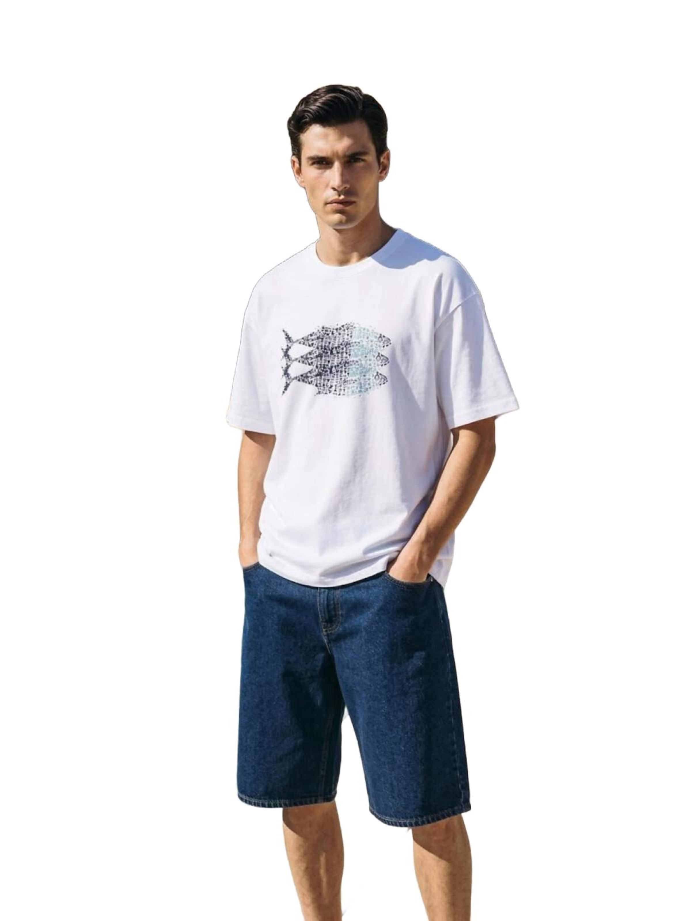 LTB Jeans Shirt 'LTB Jeans Herren-T-Shirt mit Aufdruck' in White: front